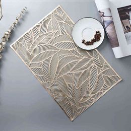 Rectangular Thermal Insulation Mat Nordic Style Western Food Table Mat High-end Hotel Restaurant Plate Mat Leaf Decorative Placemat Wedding 4pcs CX220117
