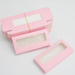False Eyelashes Wholesale Paper Lash Boxes Packaging Eyelash Box Package Customise No Tray Logo Rectangle Pink Cardboard Storage Makeup Case