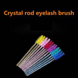 2021 50pcs/set Crystal Rhinestone Handle Eyelash Brush Disposable Eyebrow Pencil Mascara Spiral Rod Grafting Beauty Makeup Tool