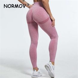 NORMOV Sexy Seamless Leggings Women Slim High Waist Squat Proof Fitness Bubble Butt Legging Push Up Gym Sport Workout Leggins 210928