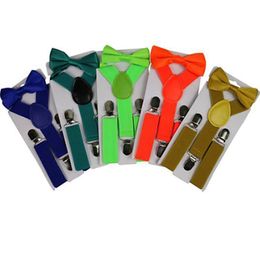 Belt Bowtie Set Candy Color Kids Suspenders with Bow Tie Adjustable Girls Boys Suspenders Wholesale 26 Designs Party Supplies
