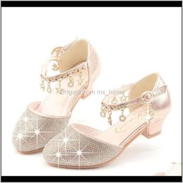 Sneakers Baby, & Maternity Drop Delivery 2021 Children Princess Sandals Kids Wedding High Heels Dress Gold Pink Sier Shoes For Girls Gift 201