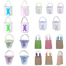 DHL Easter Basket Festive Cute Bunny Ear Bucket Creative Candy Gift Bag Easters Rabbit Egg Tote Bags with Rabbit Tail 27 Styles Xu