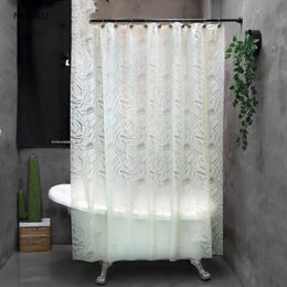 Shower Curtains Banana Leaf Print 1pc Mildew Proof EVA Translucent Waterproof Curtain Bathroom Accessaries With Hooks Bathing Home Decor