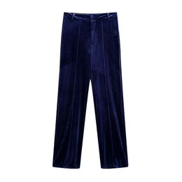 BLSQR Loose Ladies Velvet Trousers High Waist Wide Leg Pants Vintage Spring Women Solid Female 210430