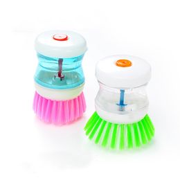 Pot Washing Brush Liquid Storage Soap Dispensing Palm Brush Dispenser Household Bathroom Cleaning Tools Kitchen Accessories HY0294
