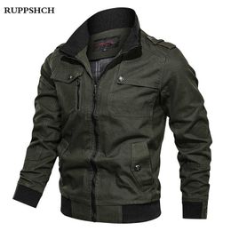 Autumn Men Casual Stand-up Collar Jacket Zipper Pocket Large Size High Quality Cotton Thin 210909