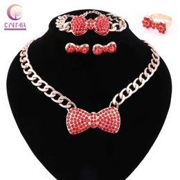 Women 3 Colours Jewellery sets Gold Colour statement necklace with earrings for party wedding boho crystal necklace new arrival H1022