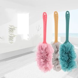 Long Handle Bath Brushes Non-slip Clean Body Wipe Bathe Flower Brush Bathroom Portable Soft Bubble Rubbing Back Gauze Mesh BH5397 WLY