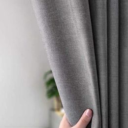 Elegant Fashion Thicken Grey Imitation Linen Polyester Shower Curtain Waterproof Bath Curtains for Bathroom with Hooks Japanese 210609