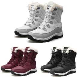 cheaper No Brand Women Boots High Low Black white wine red Classic Ankle Short womens snow winter boot size 5-10