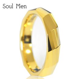 in US Russian 4MM Gold Color Faceted Ladies Tungsten Carbide Wedding Band Finger Tail Ring for Women Shiny Jewelry
