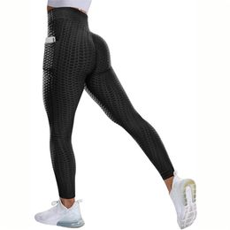 JIANWEILI push up leggings Woman Side pockets fitness anti cellulite femme Gym Stretch pants Breathable 211204