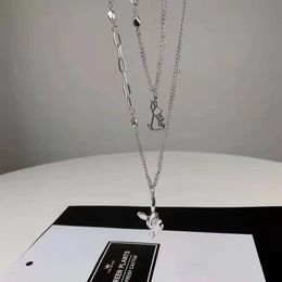 Pendant Necklaces Trend Hollow Out Pendants Multilayer For Women Silver Colour Hip-hop Prom Accessories Girl Simple Clavicle Chain
