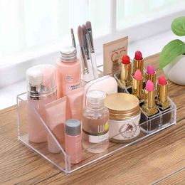New 6 Grids Acrylic Makeup Lipstick Cosmetic Storage Jewelry Box Case Holder Display Stand Make Up Organizer 210330