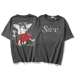 T-shirt da uomo in cotone T-shirt a maniche corte stampate grigie vintage T-shirt hip-hop da donna per uomo taglia M-2xl
