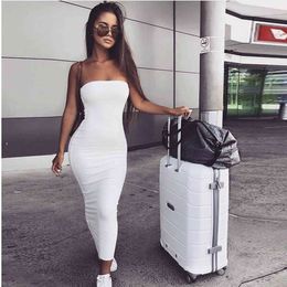 RICORIT Sexy Bodycon Pencil Dress Women Summer Strapless Off Shoulder Midi Dresses Nightclub Evening Party Dress for Female 210419