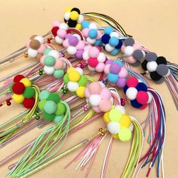 Handmade three-color funny cat stick pet cats toy supplies bell hair ball tassel 17 Colours 2021