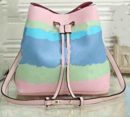 New Bucket Tie-dye Printing Cherry Blossom Pink Designer Handbag Shoulder Bag Messenger