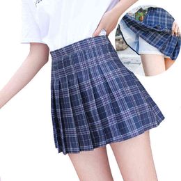 Jocoo Jolee Sexy High Waist Y2K Plaid Mini Skirts Casual Korean Harajuku Pleated A Line Skirts Elegant Japanese School Uniform G220309