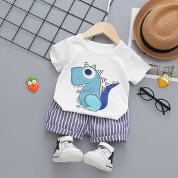 Baby Boys Summer Clothing Set Fashion Cotton Dinosaur Style Clothing T-shirts+shorts 2pcs Baby Outfits Boys Tracksuit G1023