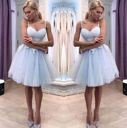 Lace A Line Short Homecoming Dresses Spaghetti Straps Tulle Applique Knee Length Short Prom Party Cocktail Party Dresses bandage dress