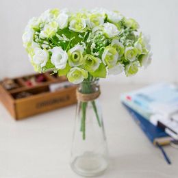 Decorative Flowers & Wreaths 21 Head Silk Flower Artifical Rose Artificial Wedding Bouquet Home Room Table Decoration