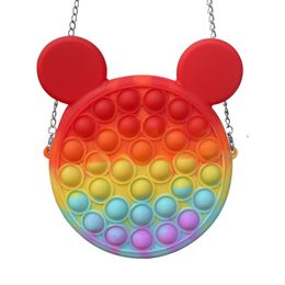 Makaron rainbow silicone bubble Chain children money bag boys and girls cool design environmental protection popular puzzle decompression toys early education