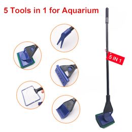 5-in-1 Aquarium Fish Tank Clean Set tool,Cleaning Kit Functional Five Cleaning Tools Net .Rake .Scraper .Fork .Sponge