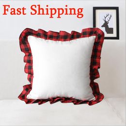 Sublimation Blank Pillow Case Red Lattice DIY Heat Transfer Printing Cushion Cover Throw Sofa Pillowcover Home Decor
