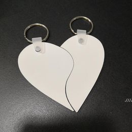 newBlank Sublimation keychains Party Favour MDF heart round Keychain printing white Key ring Jewellery material consumables EWA4554