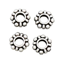 Alloy Dots Hexagonal Big Hole Beads 11.2x12.5x3.8 mm Antique Silver Metal Fit European Charm Bracelets L1389 160pcs/lot