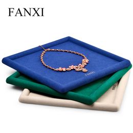 Jewelry Tray Velvet Ring Necklace Display Stand Green&Blue Jewelry Organizer Tray Bracelet Display Holder