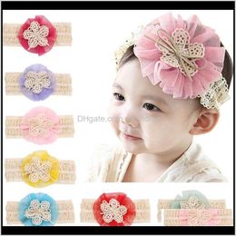 Wholesale Baby Girls Lace Floral Band Elastic Bow Headband Headwear For Born Infant Toddler Amgl2 T8Hxu