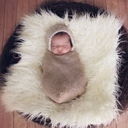 50*60CM Newborn Receiving Blanket Premature Photography Props Mat Fur Baby Sleeping Carpet Cute Infant Swaddling Towel Crawl Pad 210413