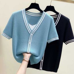 M-4XL plus size Women's Cashmere V neck Short Sleeve Knitted Pullover Tee Base Wool Cashmere Sweater Women Jumper T-shirt 210604