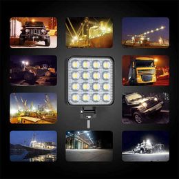 48W Square Bright LED Spotlight Work Light Car SUV Truck Driving Fog Lamp for Repairing Camping Hiking Backpacking WorkLight