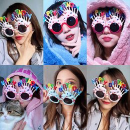 Rainbow Color Happy Birthday Letter Glasses Glitter Gold Novelty Eyewear Sunglasses Fanny Cute Party Sweet Cream Cake Glasses Novelty Decoration Gifts Toy G69CSGL