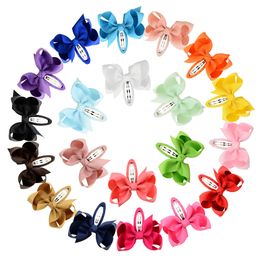Baby Bow Hairpins Infant Solid Grosgrain Ribbon Bows Hairgrips Kids Girls Toddler Bowknot Wrapped Safety Hair Clips Accessories 20 Colours YL814