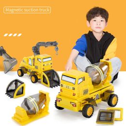62pcs Magnetic Blocks Truck Construction Vehicle Car Toy Model Set DIY Magnet Building Blocks Educational Toys For Kids CT0268 Q0723