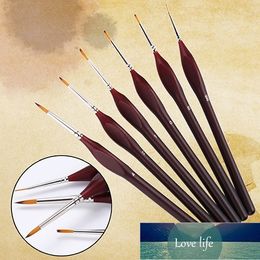 High Quality 6 Pcs Professional Wooden Handle Artists Modellers Detail Paint Brushes Set