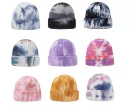 Women tie-dyed Knitted Hats Party Hat Winter Crochet Knitting Caps Fashion Ski keep Warm Beanie dd768
