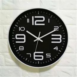 Wall Clocks Black Silent Clock 30cm Nordic Quartz Quiet No Tick Battery Powered White And Watch Modern Kitchen Home Decor
