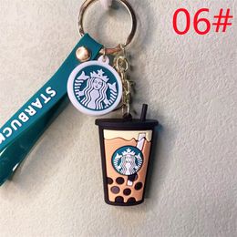 Keychains & Lanyards PVC Keychains stereo milk tea coffee cup keychain Car key ring 9NP7