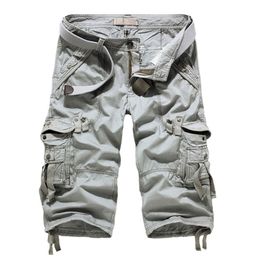 Summer Cargo Shorts Men Casual Workout Military 's Multi-pocket Calf-length Short Pants ( Belt is not included ) 210806