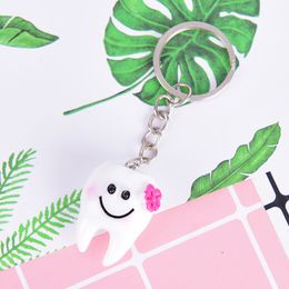 s/set Simulation Tooth Pendant Keychain Lovely Cartoon Dental Women Girls Bag Hanging Drop Accessories Gift