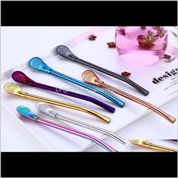 Barware Kitchen, Dining Home & Garden Drop Delivery 2021 7 Colours 304 Stainless Steel Creative Spoon Drinking Sts Bent Philtre St Drink Tea Co