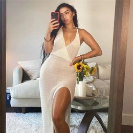 2021 Sexy Beach Cover Up White Crochet Knitted Beachwear Dress Women Bikini Swimwear Bathing Suit Summer Big Sale