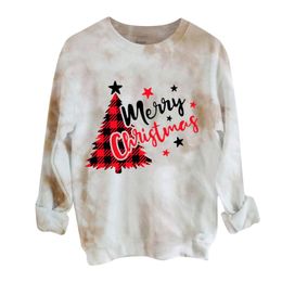 Women's Hoodies & Sweatshirts Women Casual Christmas Hoodie Long Sleeve Kawaii Letter Print Pullover Sweatshirt Plaid Tree Clothes Tops