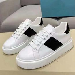 High Quality Womens Casual shoes Luxury fashion platform lace-up Genuine Leather Little white shoe Thick bottom Sneakers Size 35-41 With box